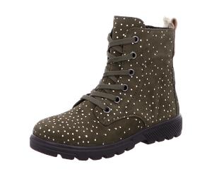Ricosta Anni 7700402570 Army (Grün) - Stiefel mit Futter - Kinderschuhe Gefütterte Kinderstiefel Gr. 18 - 42, Grün, leder (velour dots), absatzhöhe: 5 mm für Kinder, grün, Größe 31 EU