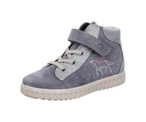 Ricosta Jeannie 8300500131 Calcit/Arctic (Blau) - Stiefel mit Futter - Kinderschuhe Gefütterte Kinderstiefel Gr. 18 - 42, Blau, leder (velour/comet) für Kinder, grau, Größe 25 EU