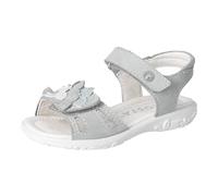 Sandale RICOSTA "Mirella", Mädchen, Gr. 27, grau kombiniert, Nubukleder, geblümt, Schuhe Sandale, Klettschuh mit Verzierung, Größenschablone zum Download (27576556-27) grau kombiniert