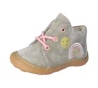 Lauflernschuh PEPINO BY RICOSTA "MECKI WMS: mittel", Baby, Gr. 18, grau (eukalyptus, regenbogen), Nubukleder, bestickt, Schuhe Lauflernschuh, Schnürschuh mit Lederinnenausstattung, Größenschablone zum