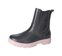 RICOSTA Mädchen Stiefel Svea,Kinder Boots,WMS:Mittel,lose Einlage,Booties,Kurzstiefel,Chelsea Boots,reißverschluss,schwarz/rosa (092),32 EU