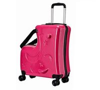Ride la Koffer mit Passwortsperre mit Sitz | Gepäckreise für kleine Kinder, ruhige Kofferrollen mit 50,8 cm (20 Zoll), Sicherheitsgurte, Lenker, Pedale mit 6, Rosenrot, Consulte la descripción, Siehe
