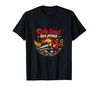 „Ride Loud Live Proud“ -Biker-Logo im Vintage-Stil T-Shirt