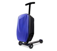 Ride On Luggage Scooter - 2-in-1 Folding Hardshell Suitcase for Kids, Multifunctional Travel Trolley and Scooter Combo, blau
