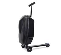 Ride On Luggage Scooter - 2-in-1 Folding Hardshell Suitcase for Kids, Multifunctional Travel Trolley and Scooter Combo, Schwarz , 22 Liter