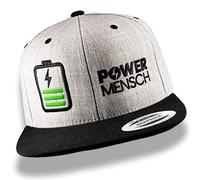 Ride with Style! POWERMENSCH Snapback Cap grau schwarz | Basecap Baseball in Top Qualität | universell größenverstellbar in Unisex One Size | Rennrad Mountainbike Gravel | positiv Vibes