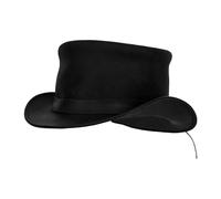 RiderVibe Schwarzer Zylinder, modischer Gentleman-Hut, Lederhut, Herrenhut, Cowboyhüte, Schwarz, XXL/3XL