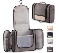 Rieeyrslza Kulturtasche zum Aufhängen Faltbare Waschtasche mit Haken Reise Kulturbeutel für Männer & Frauen Toiletten Tasche mit Henkel Hängend für Make-up und Toilettenartikel(Grau+Beige)