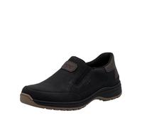 Slipper RIEKER, Herren, Gr. 43, schwarz (schwarz, dunkelbraun), Lederimitat, unifarben mit Farbeinsatz, sportlich, Schuhe, Schlupfschuh, Halbschuh, Slip-on Sneaker mit Stretcheinsätze (40168541-43) sc