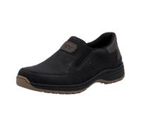 Slipper RIEKER, Herren, Gr. 45, schwarz (schwarz, dunkelbraun), Lederimitat, unifarben mit Farbeinsatz, sportlich, Schuhe, Schlupfschuh, Halbschuh, Slip-on Sneaker mit Stretcheinsätze (40168541-45) sc