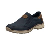 Slipper RIEKER, Herren, Gr. 46, bunt (nachtblau, braun), Lederimitat, Basic, Schuhe Slipper, Slip-on-Sneaker, Freizeitschuh, Halbschuh mit Gummizug (90433157-46)