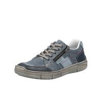 Rieker Halbschuhe 04004-12 Herren Leder Schnürschuh mit Reißverschluss blau kombiniert Größe 40