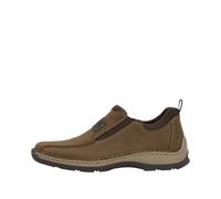 Slip-On Sneaker RIEKER, Herren, Gr. 45, braun (braun, dunkelbraun), Nubukleder, Textil, Schuhe, Slipper, Schlupfschuh, Halbschuh, Freizeitschuh mit Stretcheinsätze (89708505-45) braun, dunkelbraun