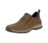 Slip-On Sneaker RIEKER, Herren, Gr. 46, braun (braun, dunkelbraun), Nubukleder, Textil, sportlich, Schuhe, Slipper, Schlupfschuh, Halbschuh, Freizeitschuh mit Stretcheinsätze (89708505-46) braun, dunk
