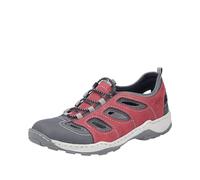 Slipper RIEKER, Herren, Gr. 41, dunkelrot, Lederimitat, Textil, unifarben mit Farbeinsatz, used, Schuhe Slipper, Trekking Schuh, Sandale, Sommerschuh mit praktischem Gummizug (81428700-41) dunkelrot