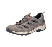 Slipper RIEKER, Herren, Gr. 41, taupe, Lederimitat, Textil, unifarben mit Farbeinsatz, used, Schuhe Slipper, Trekking Schuh, Sandale, Sommerschuh mit praktischem Gummizug (40690261-41) taupe