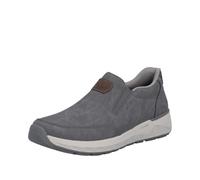 Slip-On Sneaker RIEKER, Herren, Gr. 45, grau, braun, Lederimitat, unifarben mit Farbeinsatz, Schuhe, Slipper, Schlupfschuh, Freizeitsneaker, Halbschuh mit Stretcheinsätze (72165031-45) grau, braun
