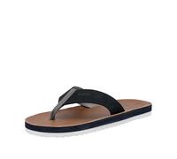 Zehentrenner RIEKER, Herren, Gr. 45, blau (nachtblau), Nubukleder, unifarben, casual, Schuhe, Sommerschuh, Strandschuh, Badeschuh, Poolslide mit Zehensteg (90748634-45) nachtblau