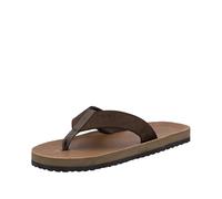 Zehentrenner RIEKER, Herren, Gr. 40, braun (dunkelbraun), Nubukleder, unifarben, casual, Schuhe, Sommerschuh, Strandschuh, Badeschuh, Poolslide mit Zehensteg (25384704-40) dunkelbraun