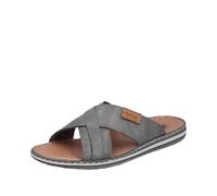 Pantolette RIEKER, Herren, Gr. 43, grau, Leder, unifarben mit Farbeinsatz, Schuhe Pantolette, Sommerschuh, Strandschuh, Schlappen, Hausschuh mit Label (14988948-43) grau