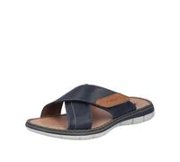 Pantolette RIEKER, Damen, Gr. 44, nachtblau, Leder, unifarben mit Farbeinsatz, Schuhe Pantolette, Sommerschuh, Strandschuh, Urlaubsschuh mit weicher Innensohle (47049004-44) nachtblau
