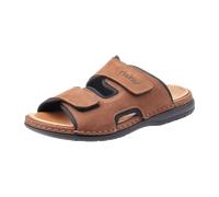 Pantolette RIEKER, Herren, Gr. 40, braun, Leder, Textil, kontrastfarbene Details, Schuhe Pantolette, Hausschuh, Sommerschuh, Urlaubschuh mit dezentem Logoschriftzug (56640530-40) braun