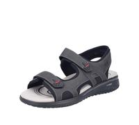 Sandale RIEKER, Herren, Gr. 43, grau (schwarz), Lederimitat, Schuhe Sandale, Sommerschuh, Klettschuh, Outdoorsandale mit Klettriemchen (81026909-43) schwarz