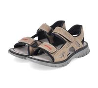 Sandale RIEKER, Herren, Gr. 46, beige, schwarz, Lederimitat, Textil, Schuhe Sandale, Sommerschuh, Klettschuh, Outdoorsandale, in Trekking-Optik (84263025-46) beige, schwarz