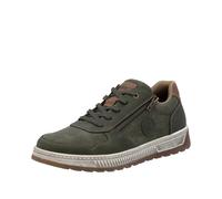 Sneaker RIEKER, Herren, Gr. 41, grün (khaki, braun), Lederimitat, unifarben mit Farbeinsatz, sportlich, Schuhe, Freizeitschuh, Halbschuh, Schnürschuh mit Kontrastbesatz (98420854-41) khaki, braun