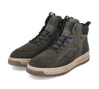 Schnürboots RIEKER, Herren, Gr. 45, schwarz (khaki, schwarz), Nubukleder, Textil, unifarben mit Farbeinsatz, Schuhe, Outdoorboots, Sneakerboots, TEX-Membran, mit Innenreißverschluss, Topseller (748807