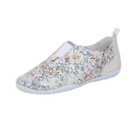 Slipper RIEKER, Gr. 41, weiß multi, Glattleder, Lederimitat, Schuhe Slipper, Slip-on Sneaker, Schlupfschuh, Halbschuh mit Gummizug (73690624-41)