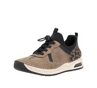 Slip-On Sneaker RIEKER, Damen, Gr. 40, braun, kombiniert, Lederimitat, Schuhe, Schlupfschuh, Slipper, Freizeitschuh, Halbschuh mit Leo-Einsatz (44006306-40) braun, kombiniert
