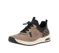 Slip-On Sneaker RIEKER, Damen, Gr. 39, braun, kombiniert, Lederimitat, Schuhe, Schlupfschuh, Slipper, Freizeitschuh, Halbschuh mit Leo-Einsatz (44006306-39) braun, kombiniert