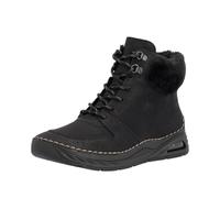 Schnürboots RIEKER, Damen, Gr. 43, schwarz, Lederimitat, Schuhe Schnürboots, High Top-Sneaker, Herbstschuh mit seitlicher Logoprägung (44388153-43) schwarz