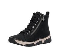 Sneaker RIEKER, Damen, Gr. 39, schwarz, Lederimitat, Schuhe Sneaker, Freizeitschuh, Halbschuh, Schnürschuh mit Kontraststeppung (18216400-39) schwarz