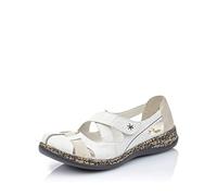 Rieker Damen Slipper 46367-80 Leder Weiß/Grau Größe 41