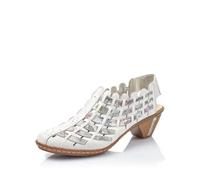 Rieker 46778 Sina Women's Heels - Sling-Backs, Leather Upper, Hand-Woven Design, Anti-Stress Comfort, Flexible Sole, Secure Fit, and Timeless Everyday Style, Weiss/Ice-multi, 41 EU