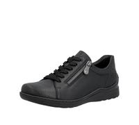 Sneaker RIEKER, Damen, Gr. 38, schwarz, Lederimitat, Schuhe Sneaker, Schnürschuh, Halbschuh, Klassik-Sneaker mit Reißverschluss (46409707-38) schwarz