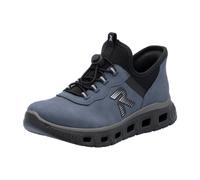 Slip-On Sneaker RIEKER SPORT "Ready2GO", Damen, Gr. 41, blau (blau, schwarz), Lederimitat, Textil, sportlich, Schuhe, Schlupfschuh, Halbschuh, Freizeitsneaker mit Schnellverschluss (67440555-41) blau,