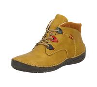 Schnürboots RIEKER, Damen, Gr. 42, gelb (ockergelb), Lederimitat, Textil, unifarben mit Farbeinsätzen, casual, Schuhe, Stiefelette, High Top Sneaker mit Innenreißverschluss (62908816-42) ockergelb