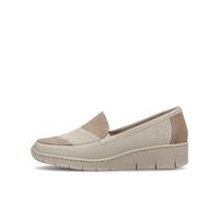 Rieker 53785 Doris Keilabsatz Leder Schlupfschuhe, beige, 41 EU