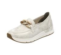 Loafer RIEKER, Damen, Gr. 39, beige (creme), Lederimitat, metallic, Schuhe Loafer, Slipper, Slip-on Sneaker, Halbschuh mit modischer Zierkette (77872736-39) creme