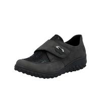 Rieker - Damen Slipper anthrazitKlett anthrazit/schwarz-reptil/schwarz - Gr. - EU 36