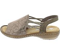 Sandale RIEKER, Damen, Gr. 37, beige, taupe, Nubuklederimitat, metallic, Schuhe Damenschuh Riemchensandale Sandale Sommerschuh, Sommerschuh, Sandalette, Keilabsatz, mit Gummizugbändern (81184819-37) b