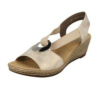 Rieker 624h6-60 Chepstow Low Wedge Bequeme Fashion Sandalen In Beige 38 Beige