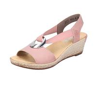 Rieker 624H6 Damen Keilsandalen Fanni - Leicht, bequem und stützend - Schlupfsandalen mit gepolsterter Innensohle und hohem Keilabsatz für den täglichen Gebrauch, Darkrose, 8