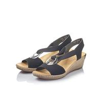 Rieker 624H6 Fanni Damen Keilsandalen - Leicht, bequem und stützend - Schlupfsandalen mit gepolsterter Innensohle und hohem Keilabsatz für jeden stilvollen Alltag, Schwarz, Größe 43, Schwarz, 40 EU