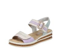 Keilsandalette RIEKER, Damen, Gr. 40, creme, flieder, mint, Nubuklederimitat, klassisch, Schuhe, Sommerschuh, Urlaubschuh, Sandale mit regulierbaren Klettverschlüssen (30017305-40) creme, flieder, min