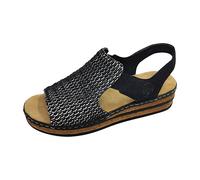Rieker Damen 62971 Keilsandaletten, Schwarz, 38 EU