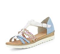 Rieker 63198, Damen Römersandalen, Mehrfarbig (sky/weiss/rainbow), 41 EU (7.5 UK)
